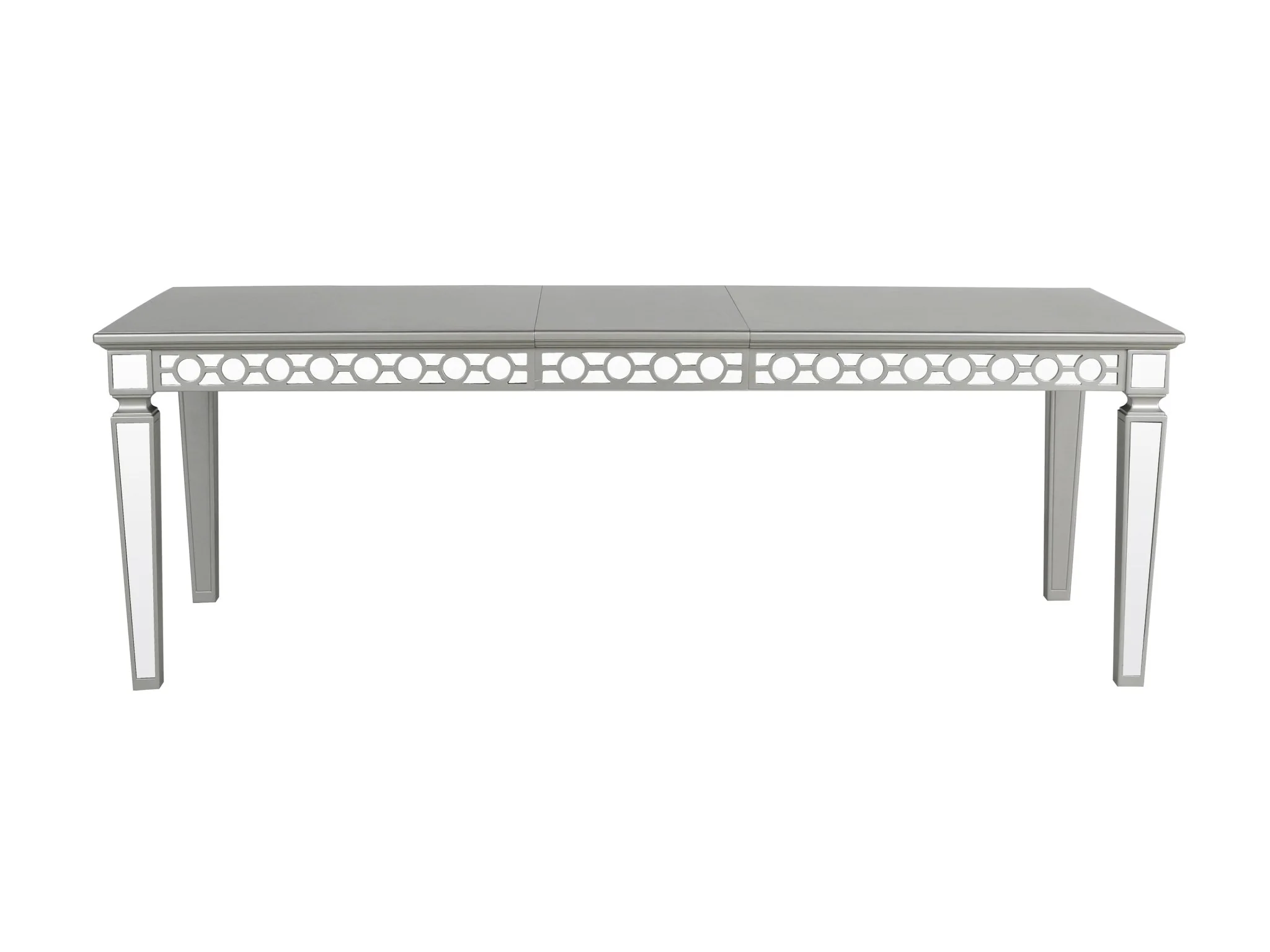 Silver Glam Extendable 7 Piece Dining Room Set with Grey Velvet Tufted Chairs - Image 3
