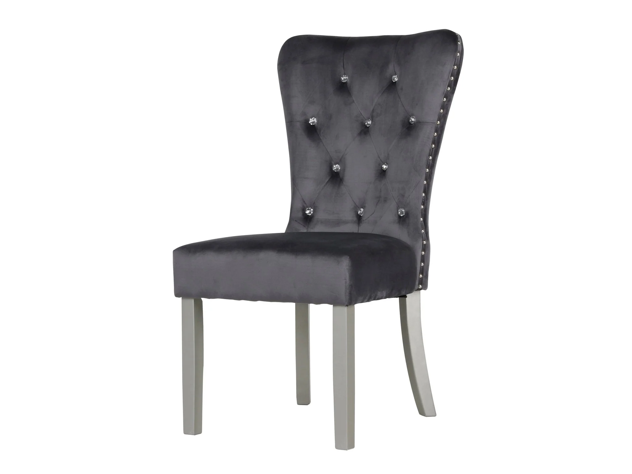 Silver Glam Extendable 7 Piece Dining Room Set with Grey Velvet Tufted Chairs - Image 7