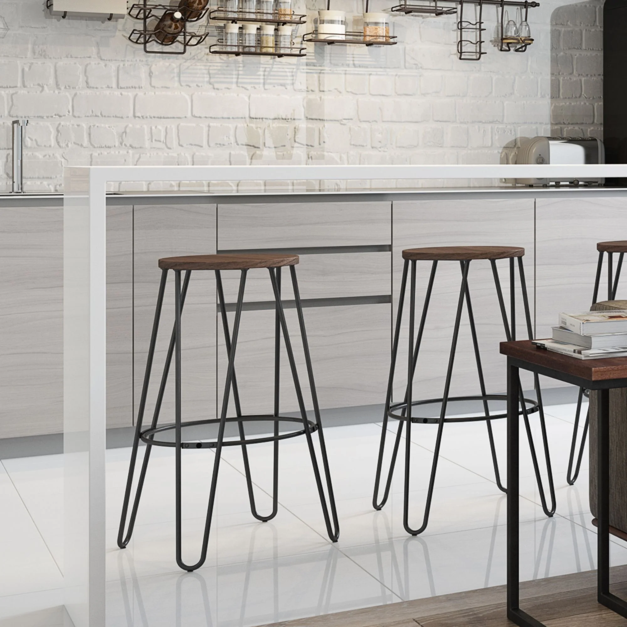 Simeon - Multifunctional Metal Stool With Wood Seat - Image 18