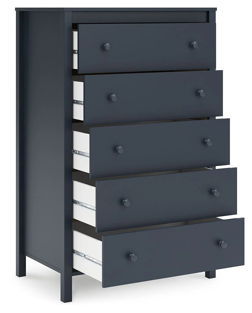 Simmenfort - Five Drawer Chest - Navy Blue - Image 6