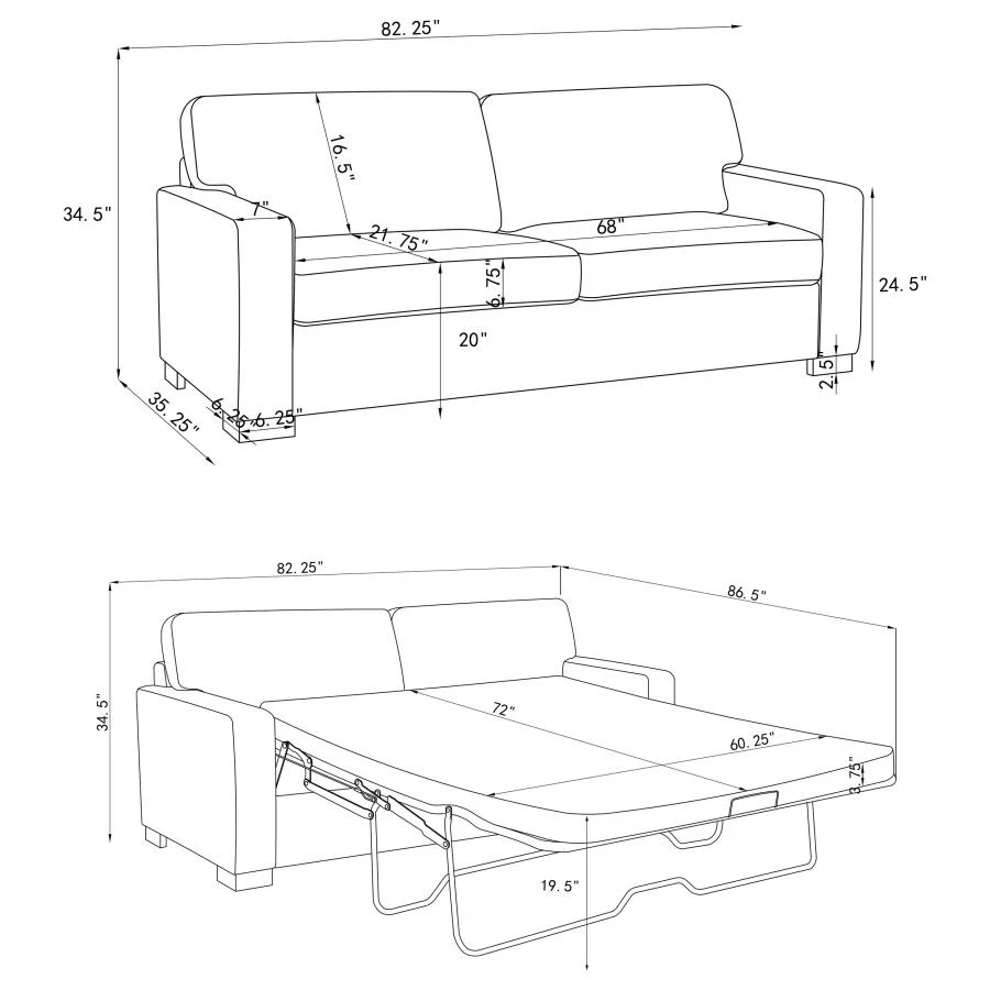 Simpson - Upholstered Sofa Sleeper With Queen Mattress - Gray - Image 12