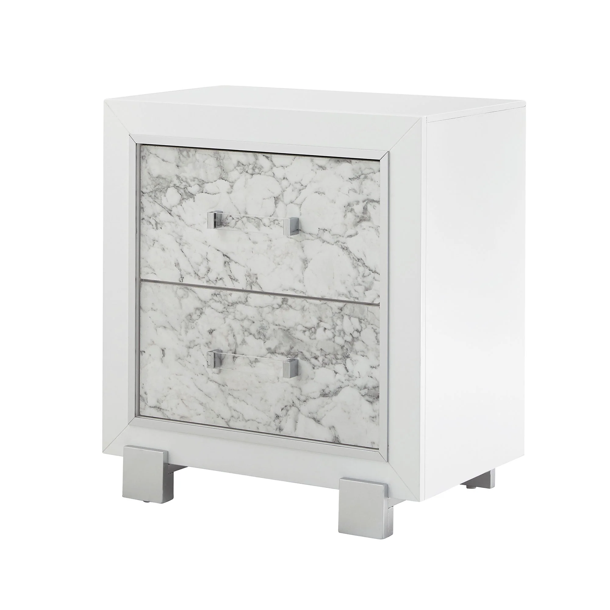 Skye - Marble Nightstand - White - Image 2