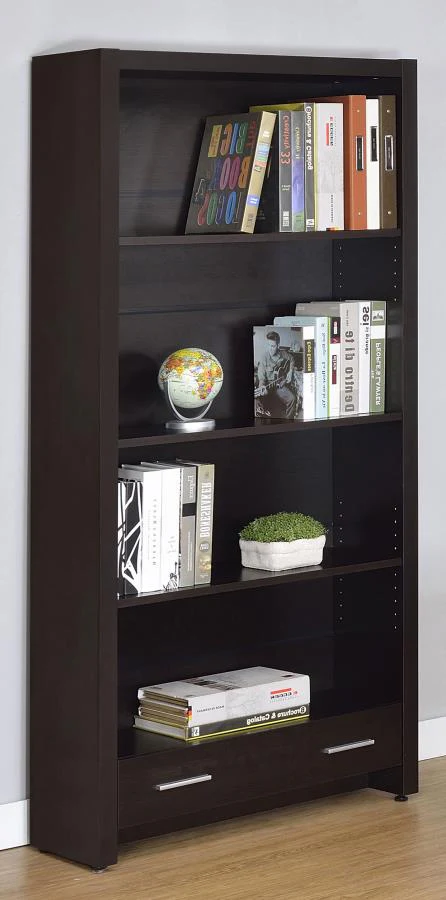 Skylar - 5-Shelf Bookcase With Drawer - Cappuccino - Image 2