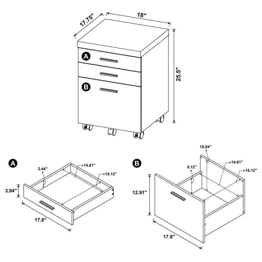 Skylar - L-Shape Desk With Mobile File Cabinet - Cappuccino - Image 14