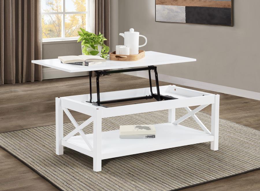 Skyview - 44" Rectangular Lift Top Coffee Table - White - Image 3