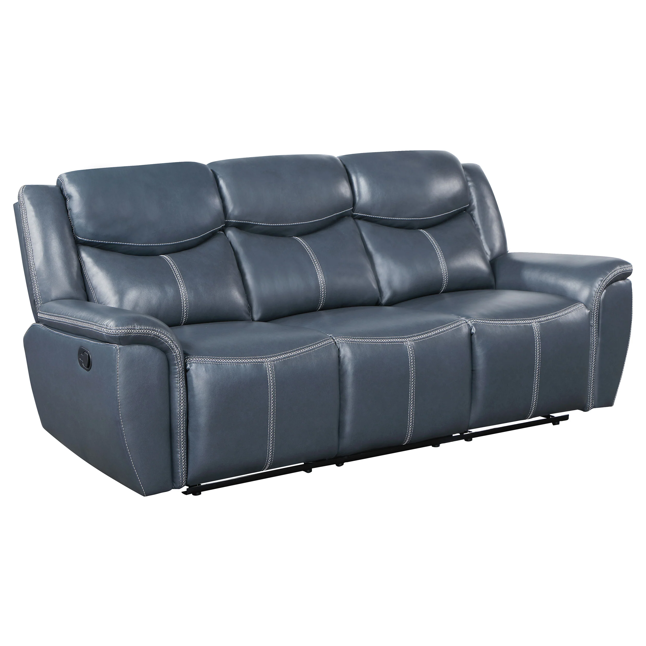 Sloane - Upholstered Padded Arm Reclining Sofa - Blue - Image 13