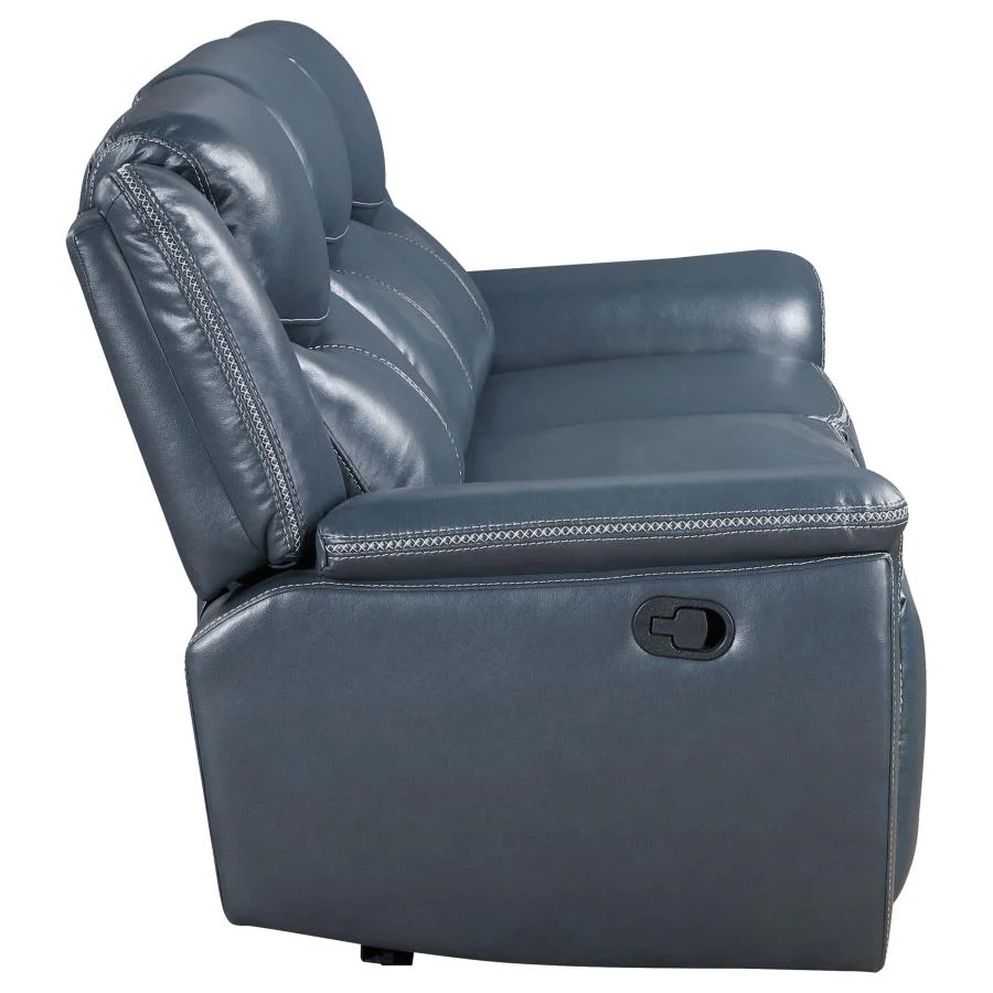 Sloane - Upholstered Padded Arm Reclining Sofa - Blue - Image 6