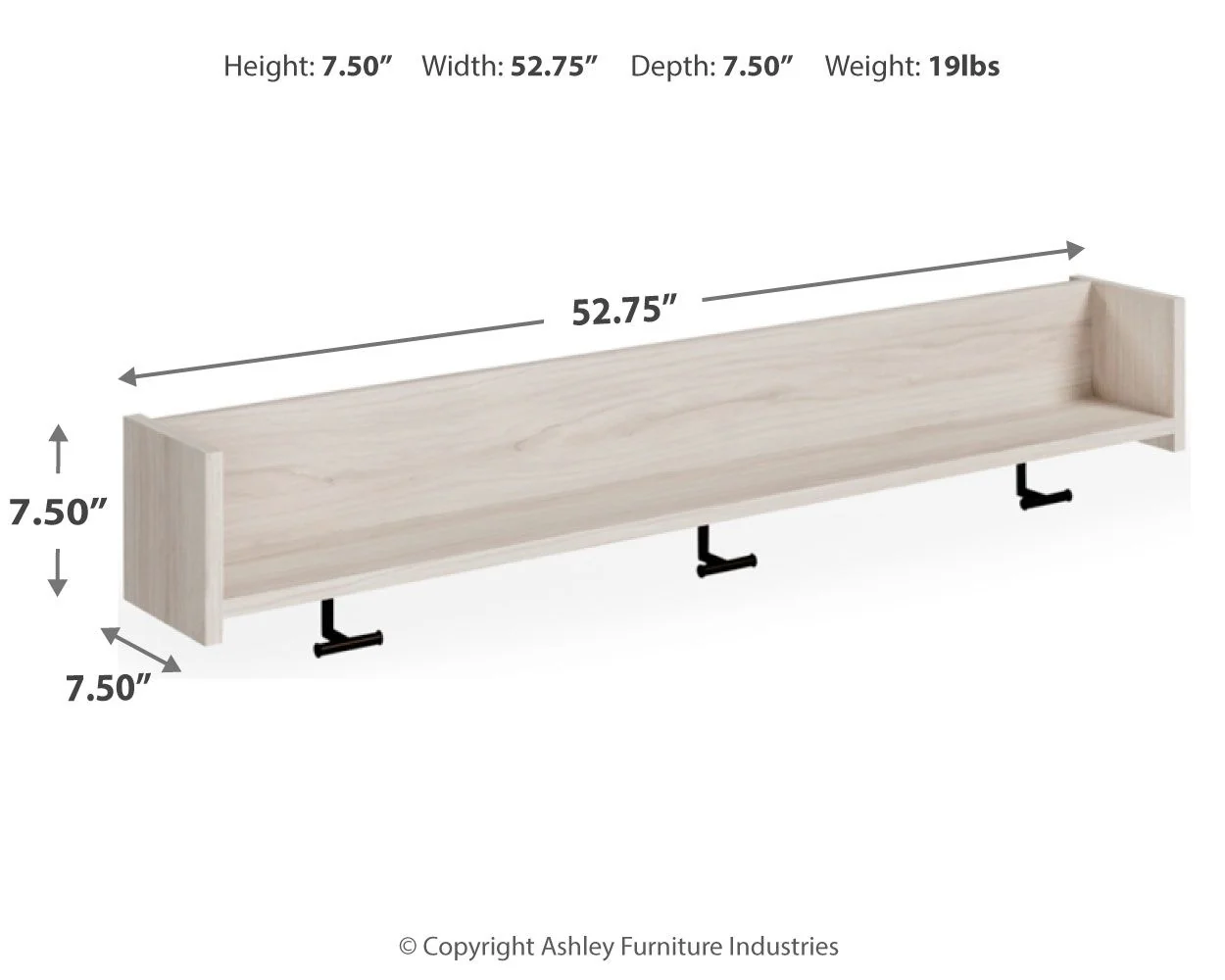 Socalle - Wall Mounted Coat Rack w/Shelf - Light Natural - Image 5