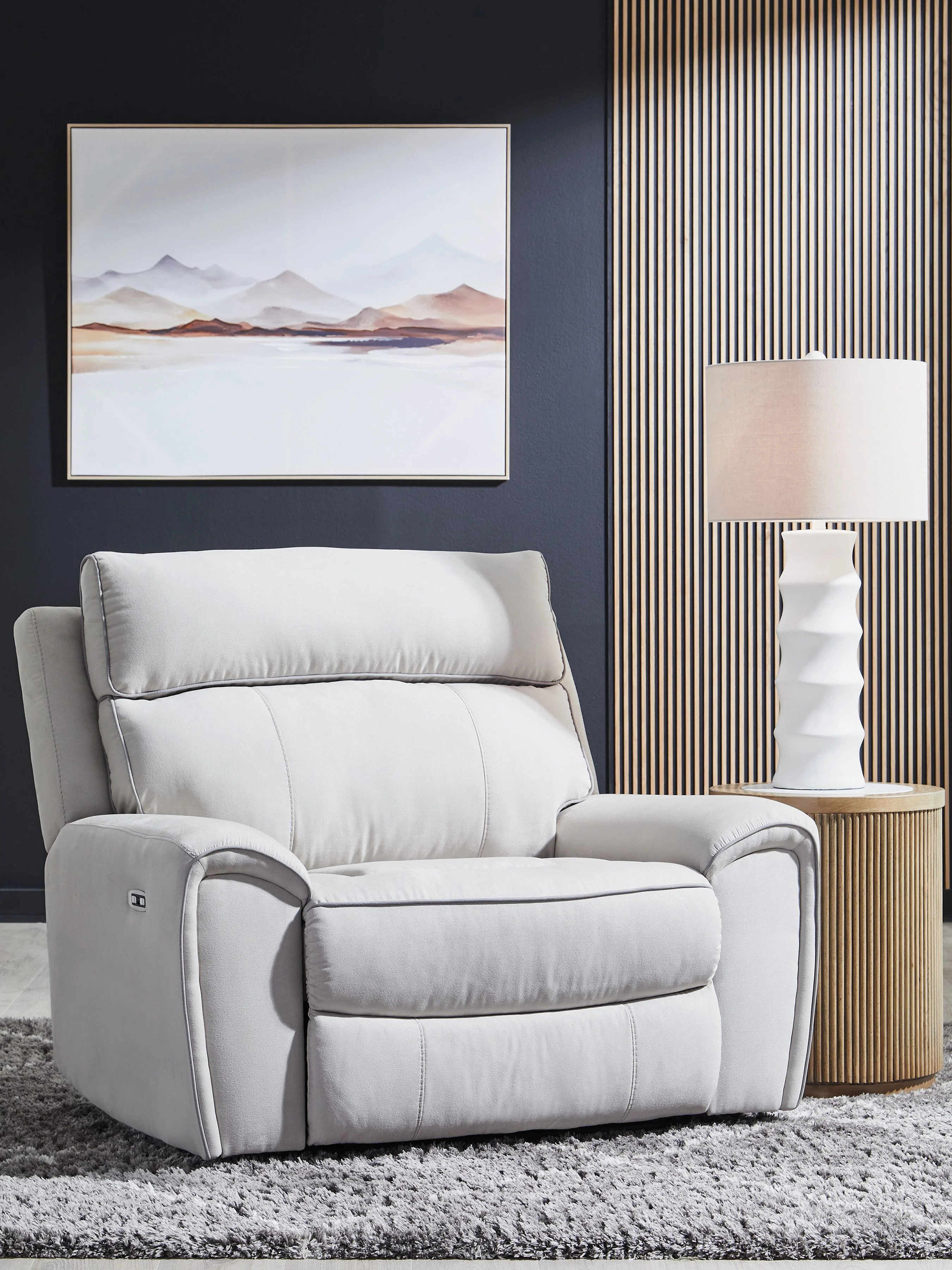 Social Pointe - Power Recliner / Adjustable Headrest - Pearl / Ash - Image 5