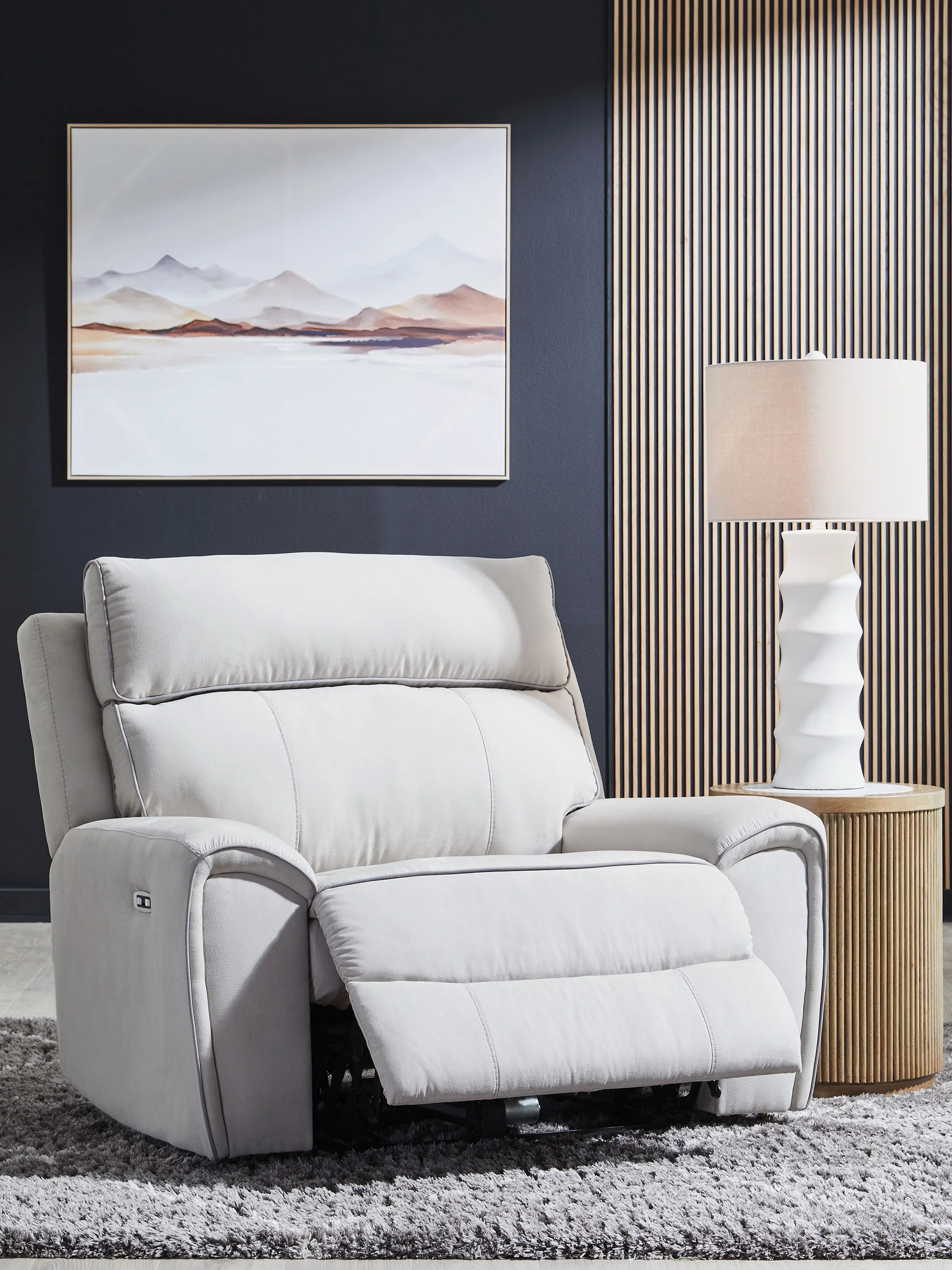 Social Pointe - Power Recliner / Adjustable Headrest - Pearl / Ash - Image 6