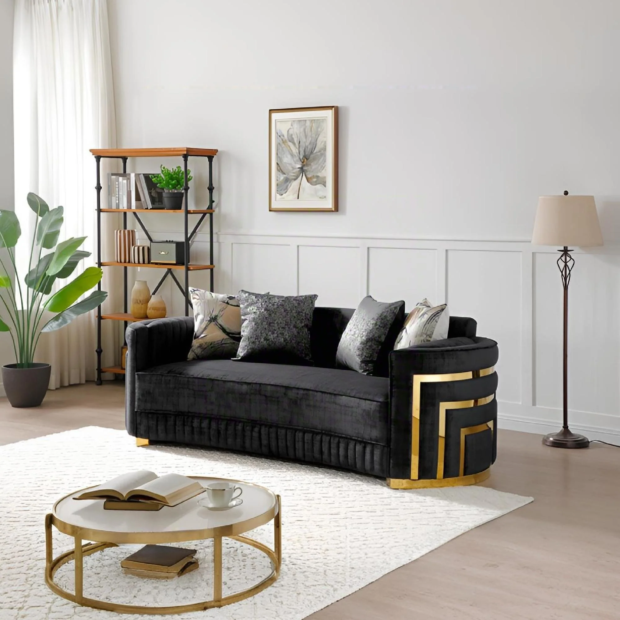 Soledad - Sofa With Upholstery And Hued Accents - Black - Image 2
