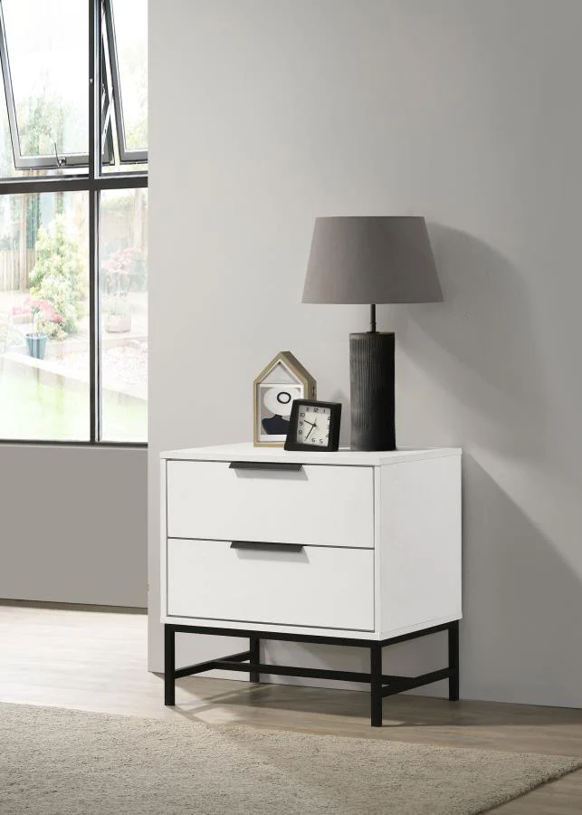 Sonora - 2-Drawer Nightstand Bedside Table - White - Image 2