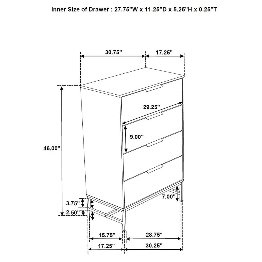 Sonora - 4-Drawer Bedroom Chest - White - Image 12