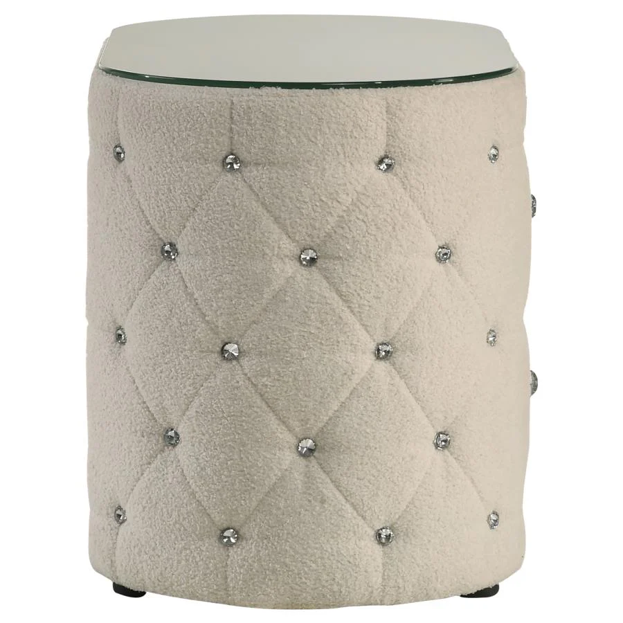 Sonya - 2-Drawer Upholstered Nightstand Bedside Table - Ivory - Image 9