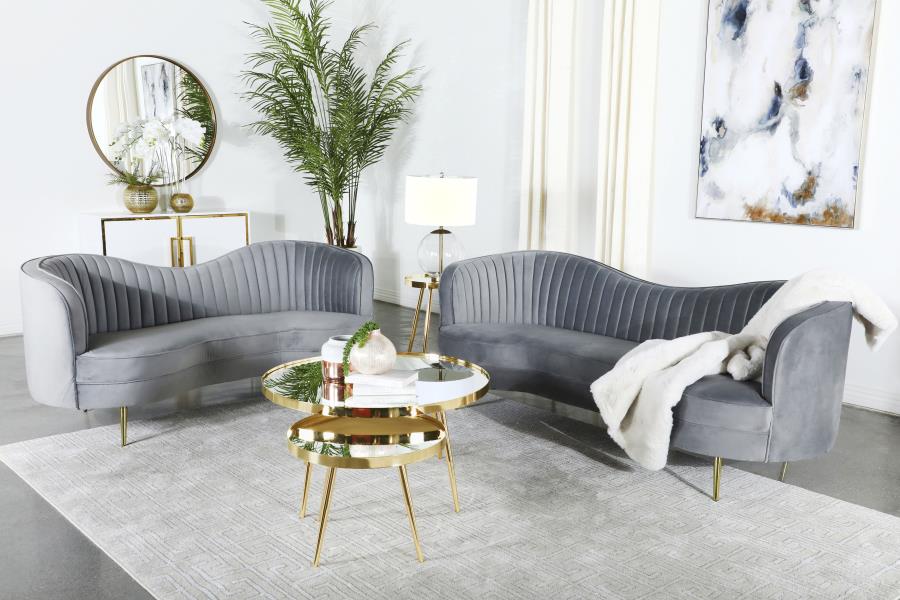 Sophia - Upholstered Channel Tufted Sofa Set - Image 2