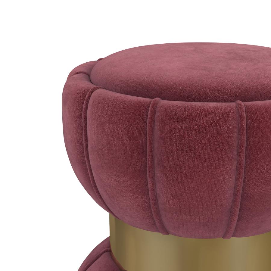 Sora Round Upholstered Ottoman Berry - Image 3