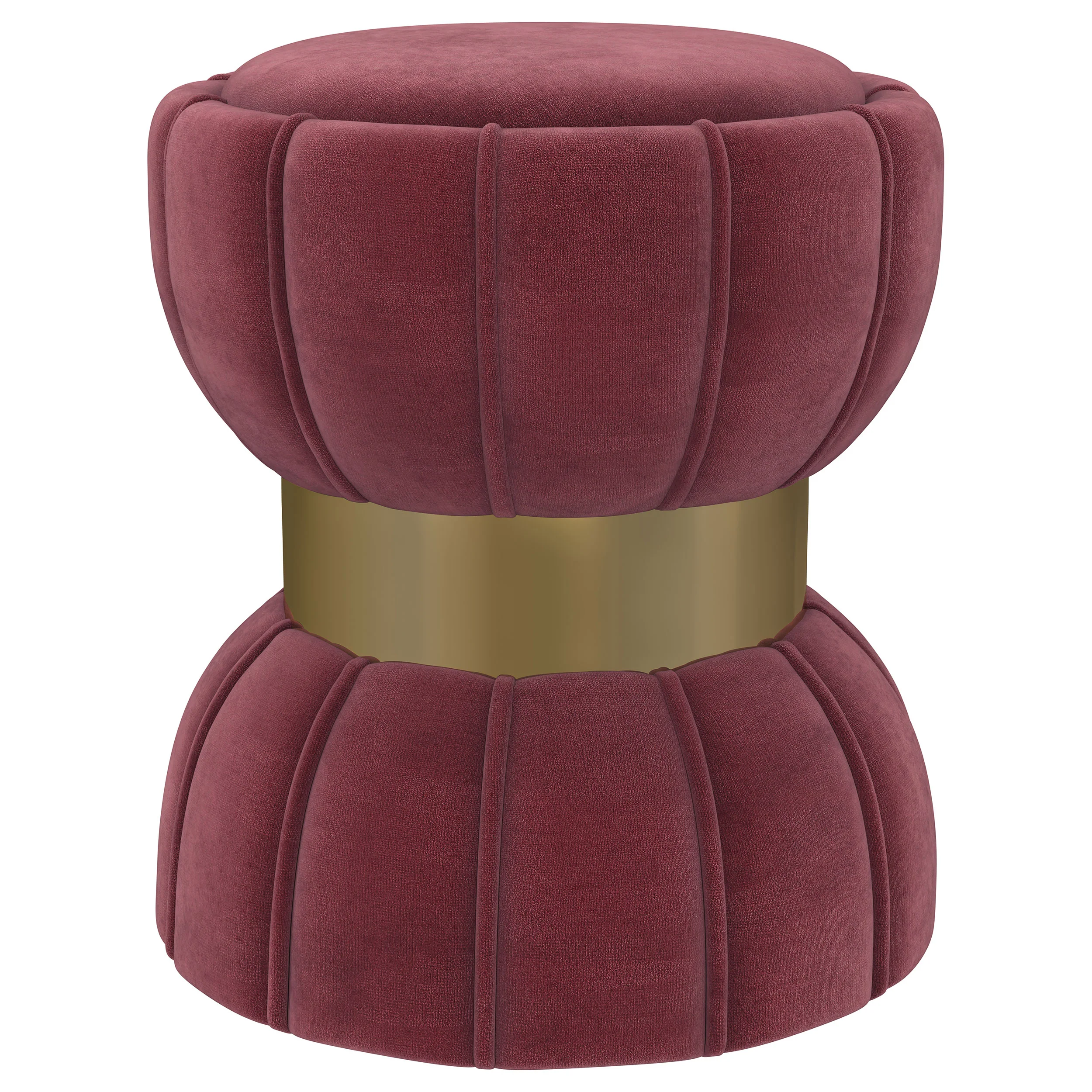Sora Round Upholstered Ottoman Berry - Image 7
