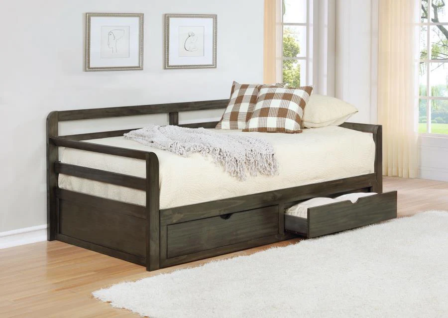 Sorrento - 2-Drawer Twin Long Daybed With Extension Trundle - Gray - Image 2