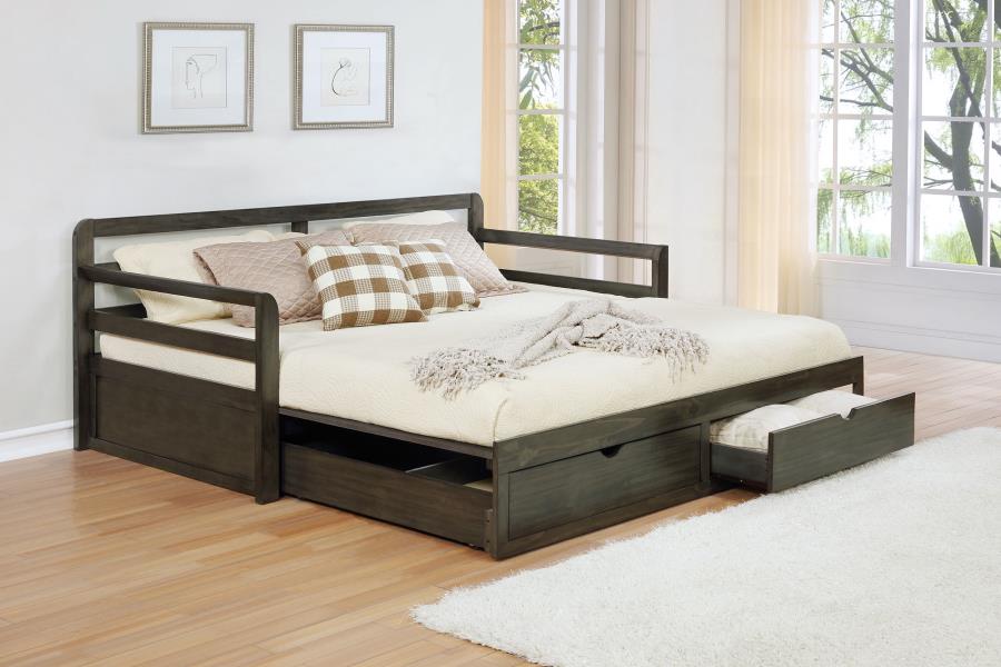 Sorrento - 2-Drawer Twin Long Daybed With Extension Trundle - Gray - Image 3