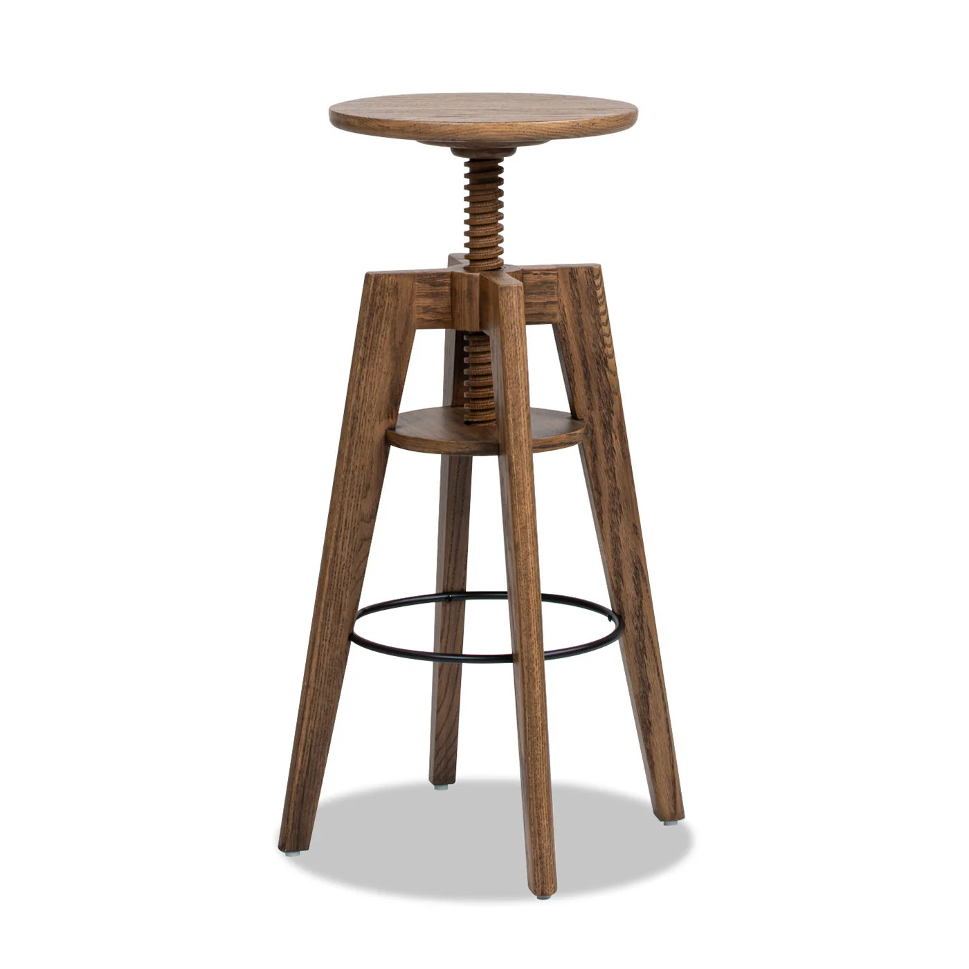 Spencer - Minimalist Oak Adjustable Bar Counter Stool - Walnut Brown Oak - Image 4