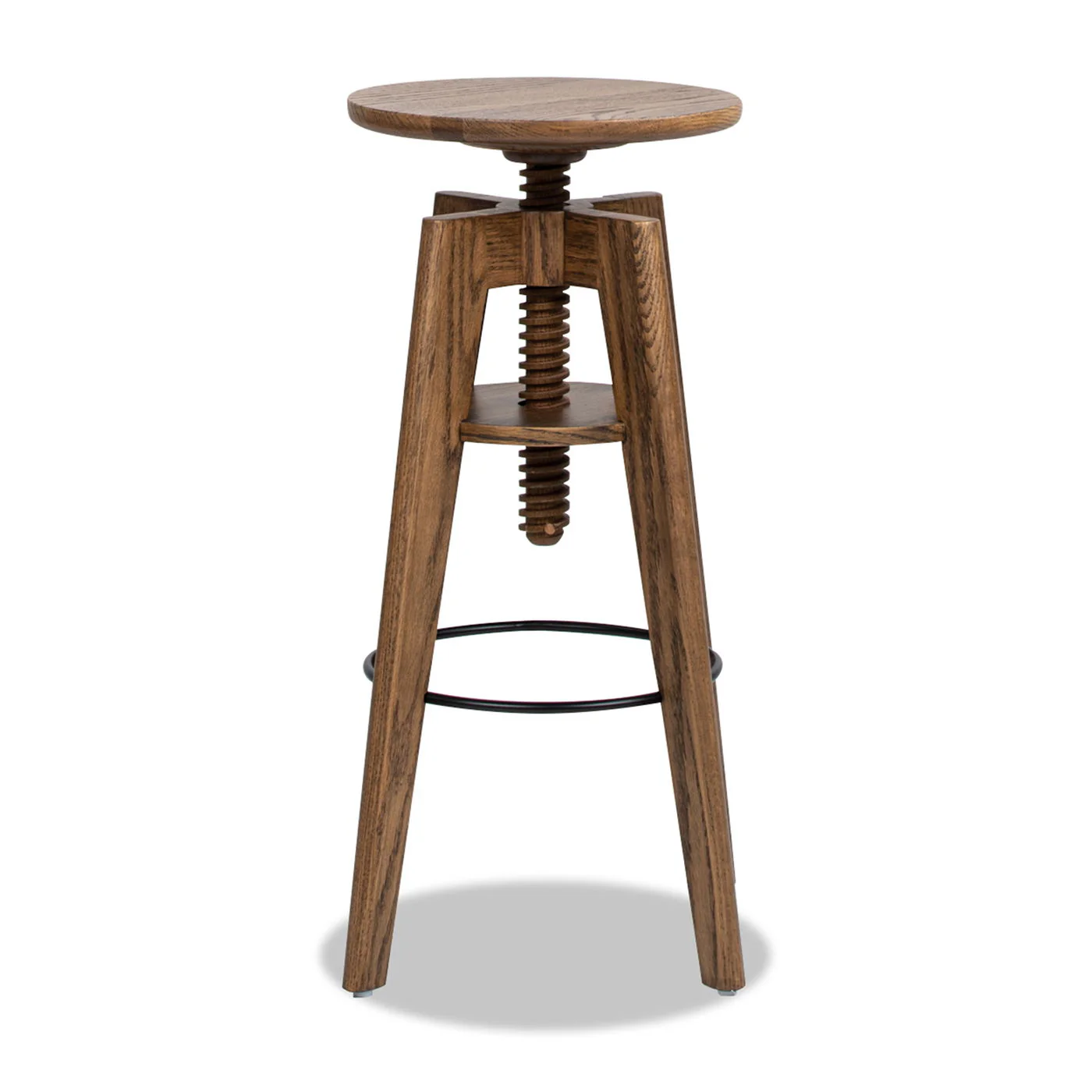 Spencer - Minimalist Oak Adjustable Bar Counter Stool - Walnut Brown Oak - Image 5