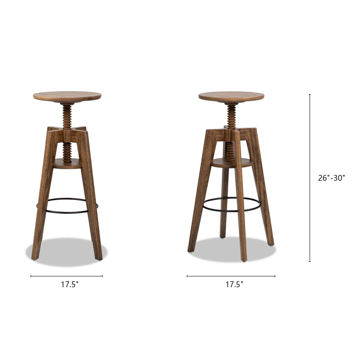 Spencer - Minimalist Oak Adjustable Bar Counter Stool - Walnut Brown Oak - Image 8