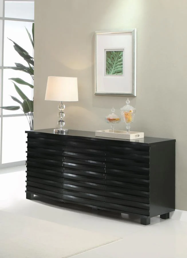 Stanton - 3-Drawer Sideboard Buffet Storage Cabinet - Black - Image 2
