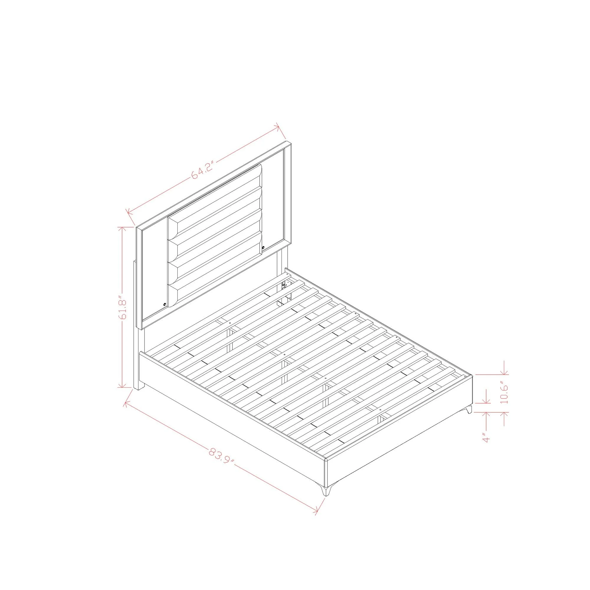 Star - 5 Pieces Bedroom Set Modern Design With LED - Image 2