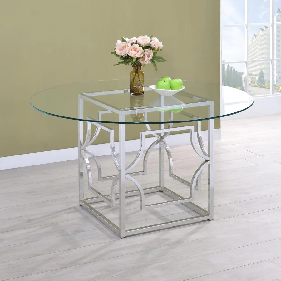 Starlight - Round Glass Top Metal Dining Table - Image 4