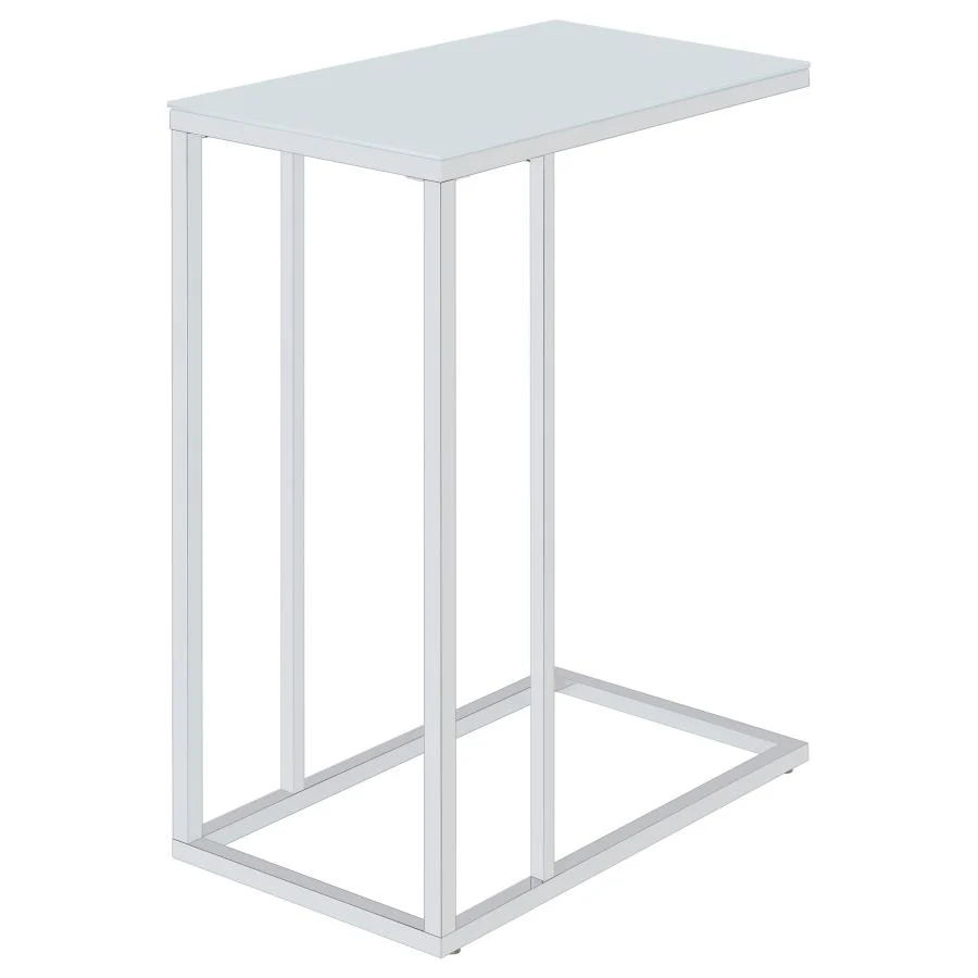 Stella - Glass Top C-Shaped Sofa Side Table - Chrome - Image 4
