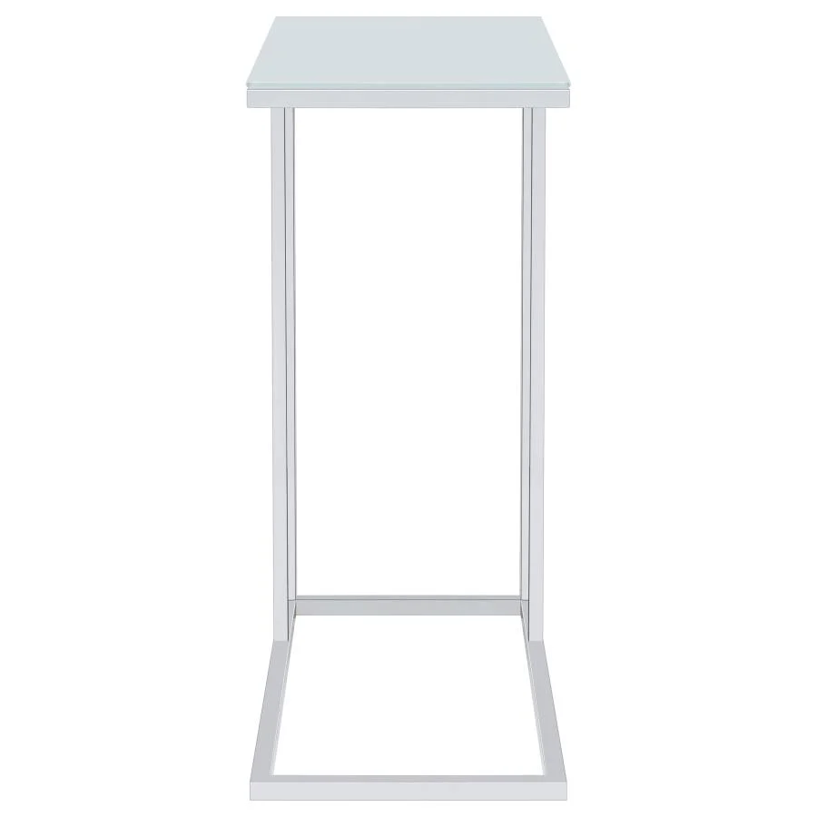 Stella - Glass Top C-Shaped Sofa Side Table - Chrome - Image 7
