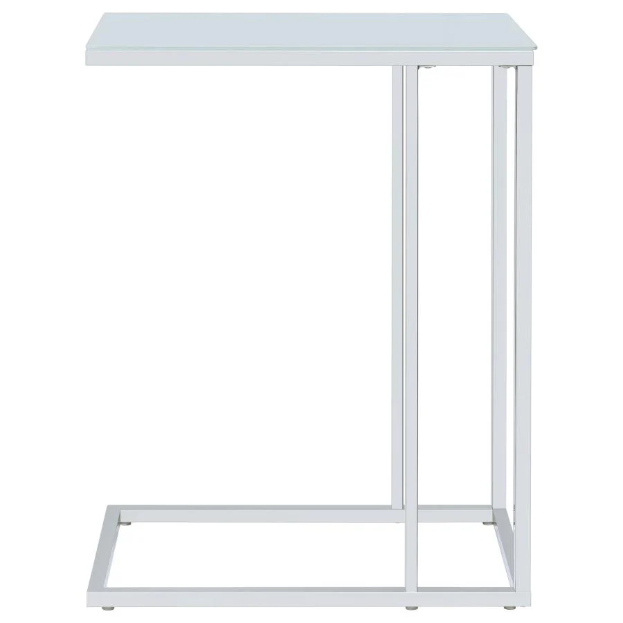 Stella - Glass Top C-Shaped Sofa Side Table - Chrome - Image 9