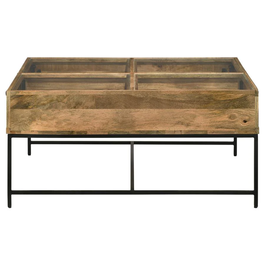 Stephie 4-drawer Square Glass Top Coffee Table Honey Brown - Image 5