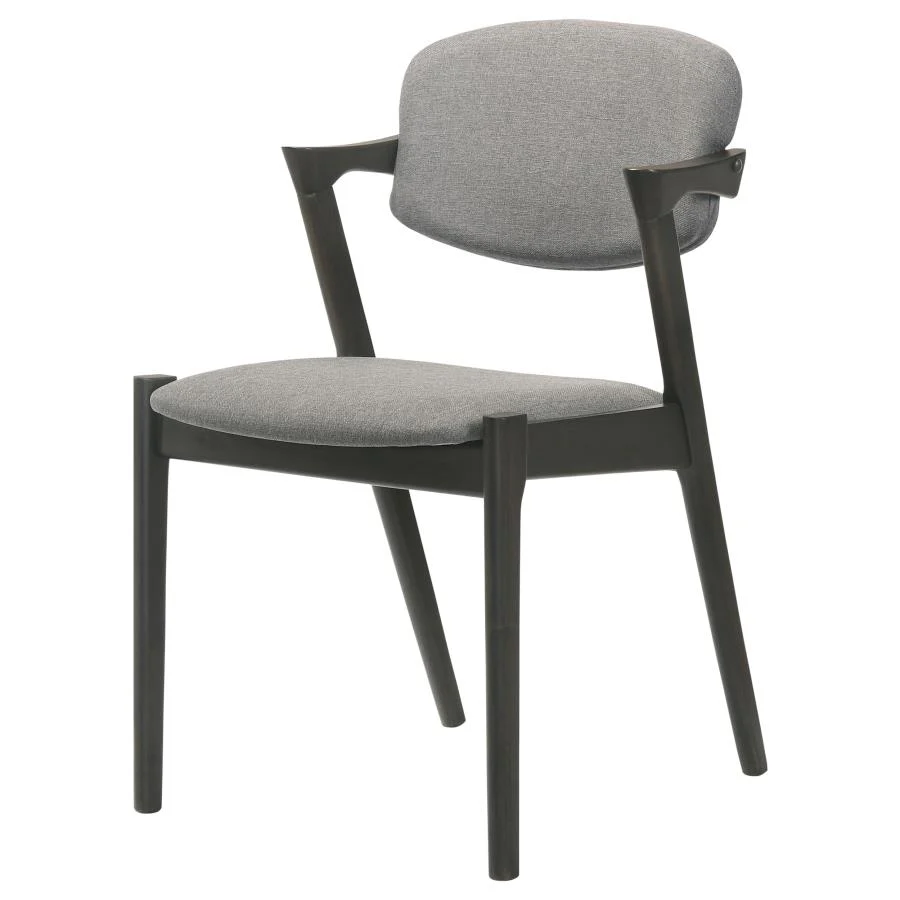 Stevie - Padded Wood Dining Arm Chair (Set of 2) - Black - Image 5