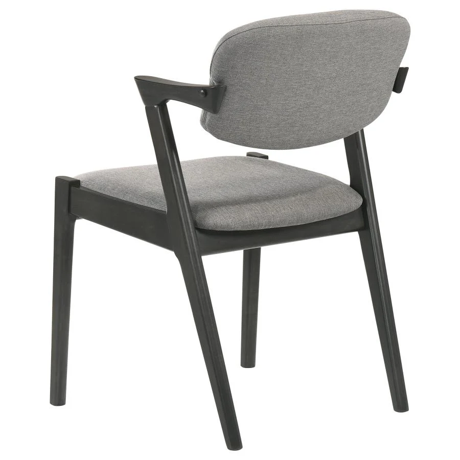 Stevie - Padded Wood Dining Arm Chair (Set of 2) - Black - Image 7