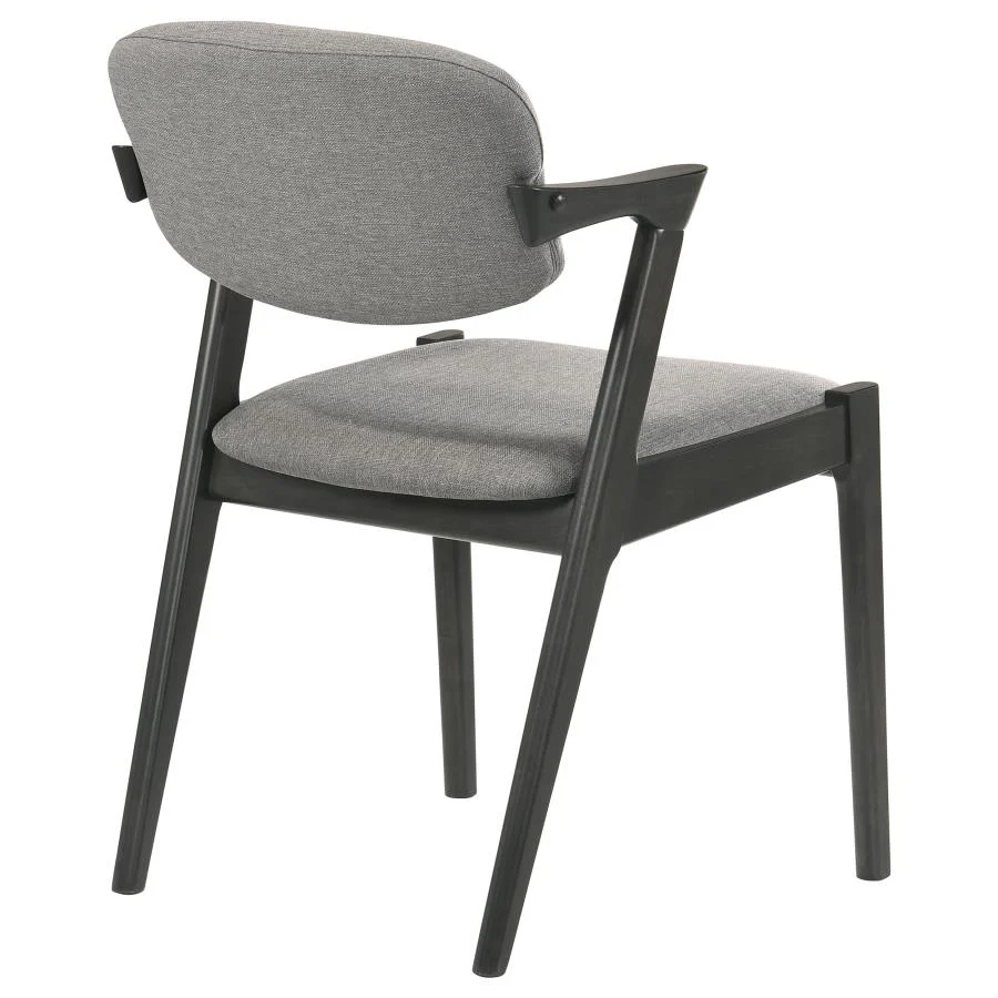 Stevie - Padded Wood Dining Arm Chair (Set of 2) - Black - Image 8