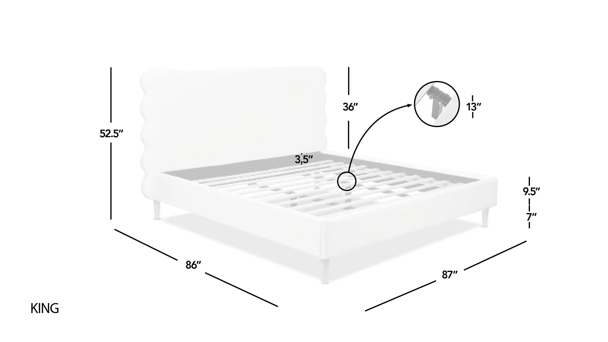 Stockholm - Modern Wavy Headboard Platform Bed - Image 18