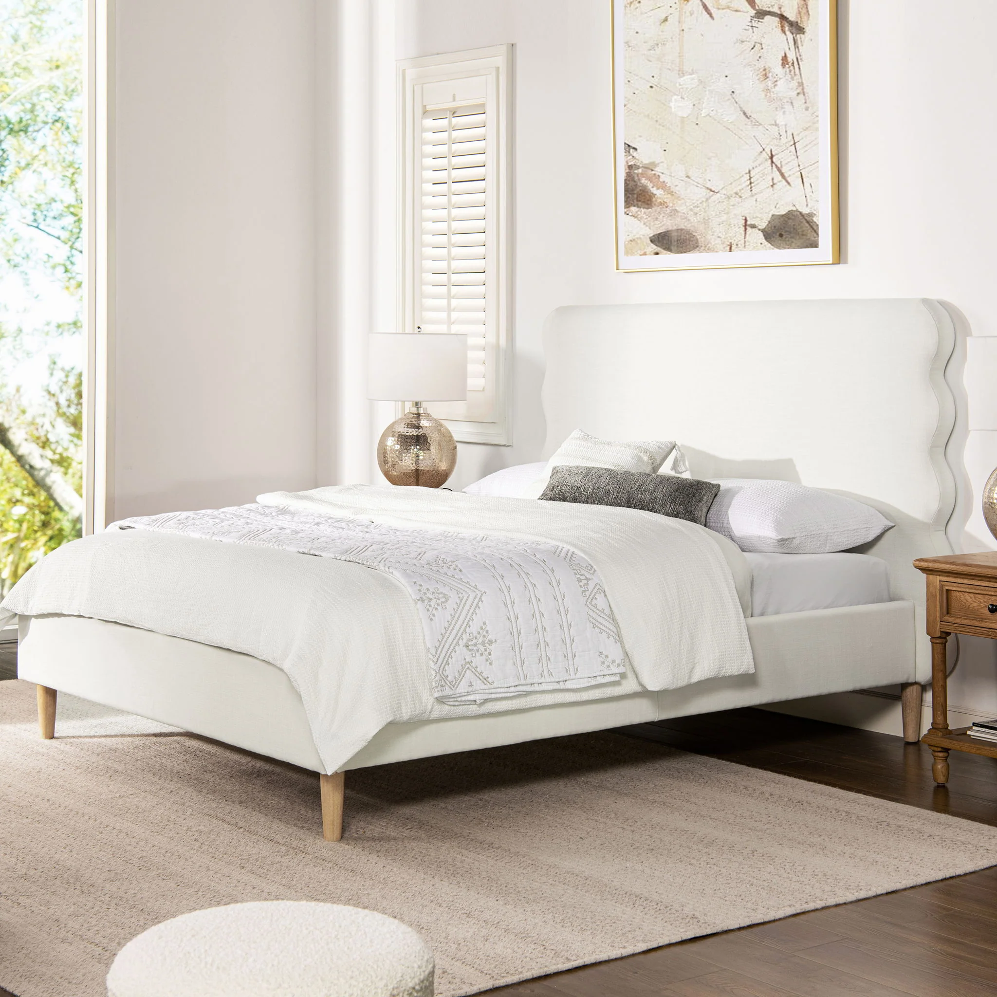 Stockholm - Modern Wavy Headboard Platform Bed - Image 25
