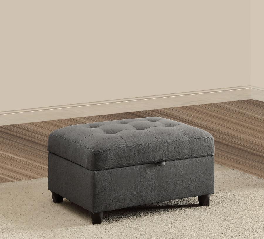 Stonenesse - Rectangular Upholstered Storage Ottoman - Gray - Image 2
