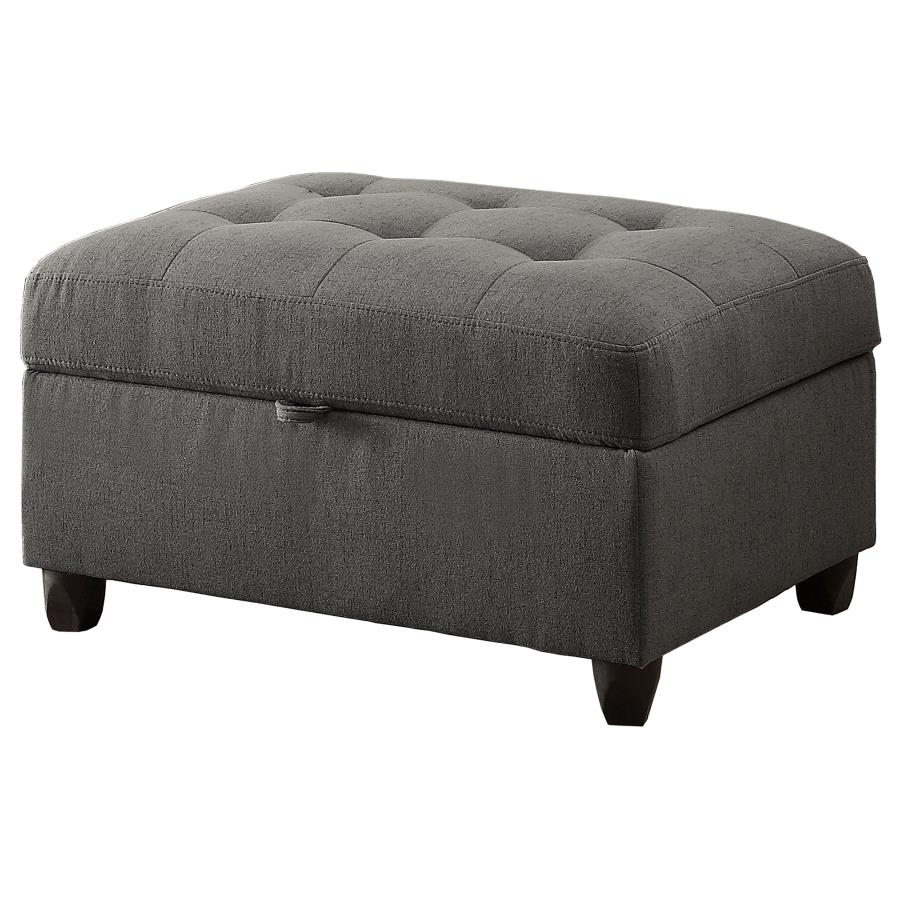 Stonenesse - Rectangular Upholstered Storage Ottoman - Gray - Image 4