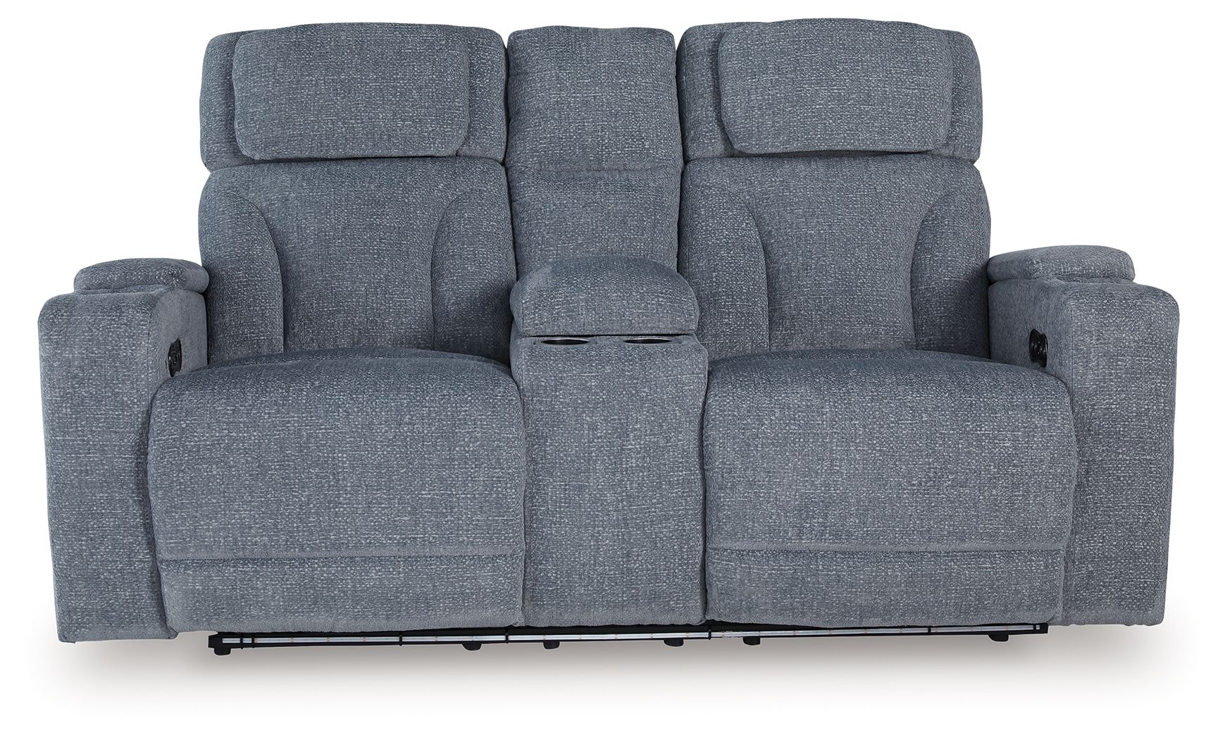 Studio Cave - Power Reclining Loveseat with Console - Steel - Image 13