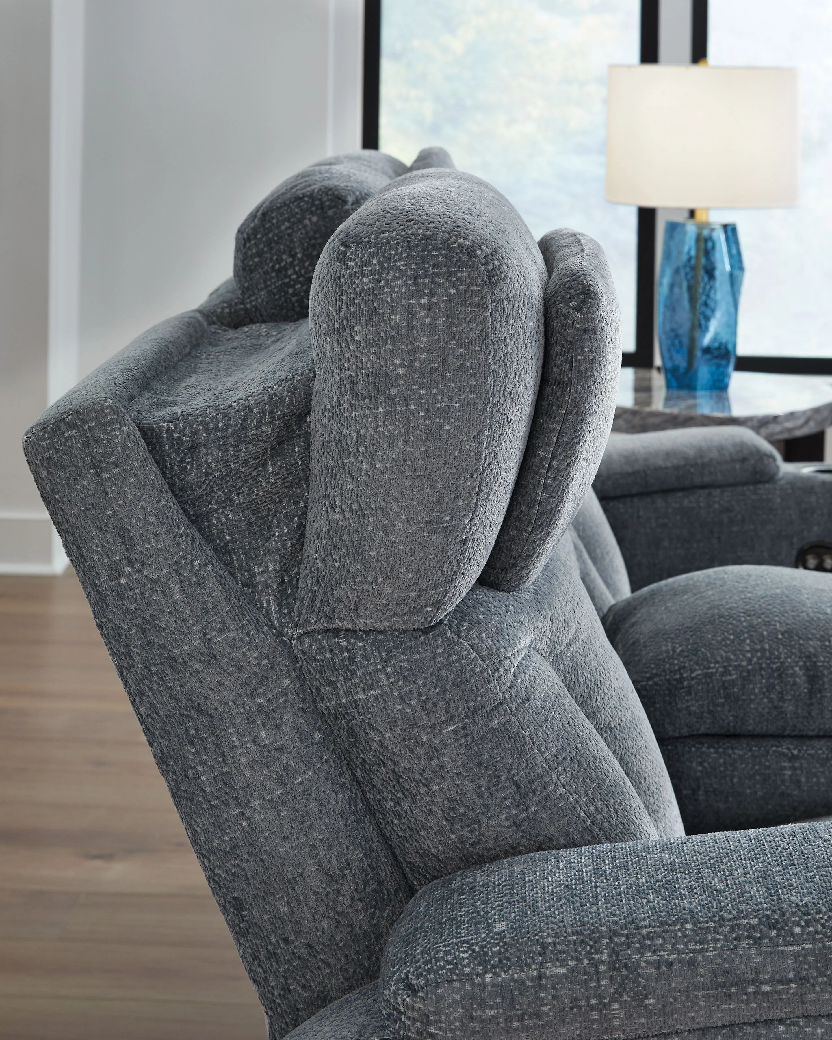 Studio Cave - Power Reclining Loveseat with Console - Steel - Image 14