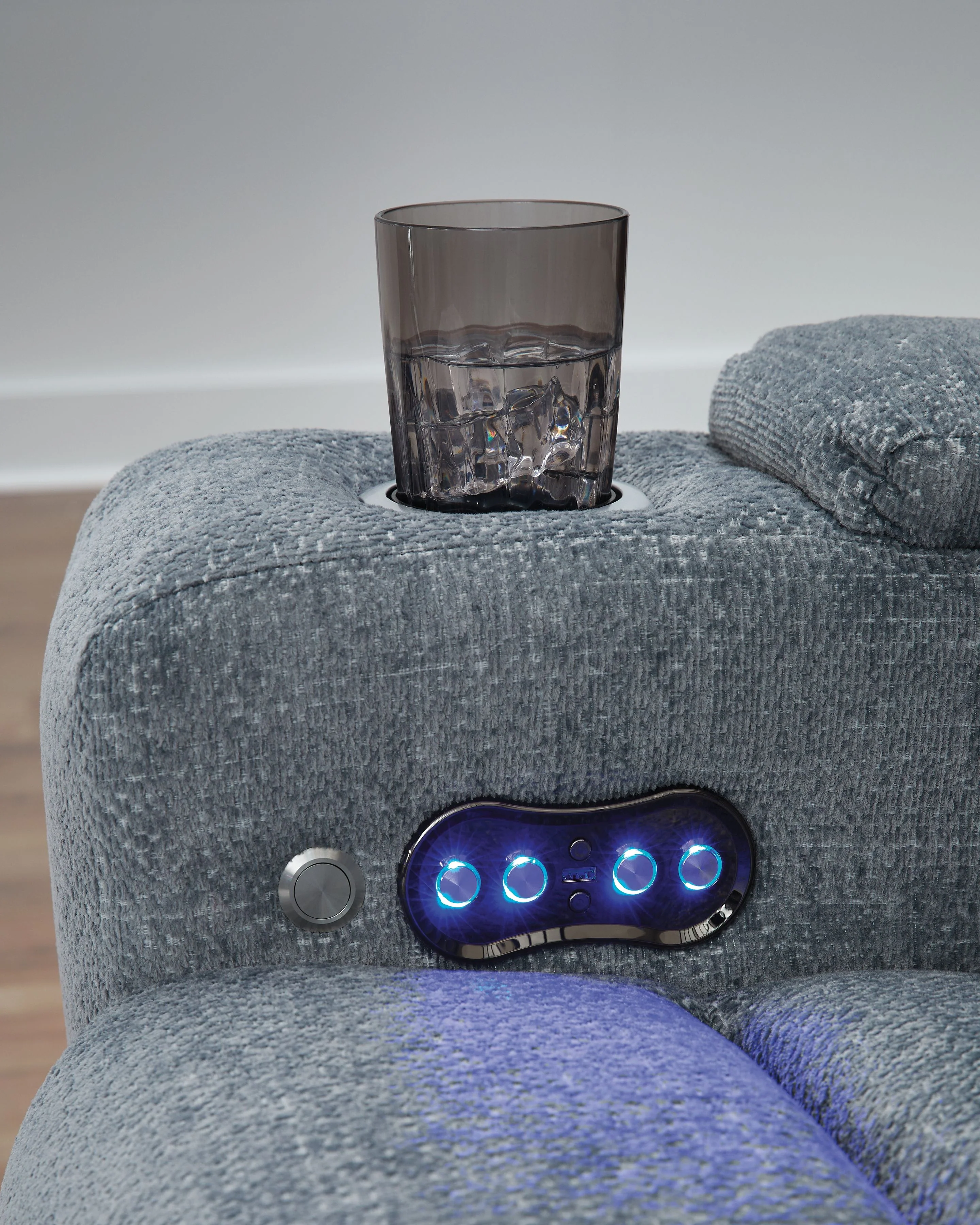 Studio Cave - Power Reclining Loveseat with Console - Steel - Image 6