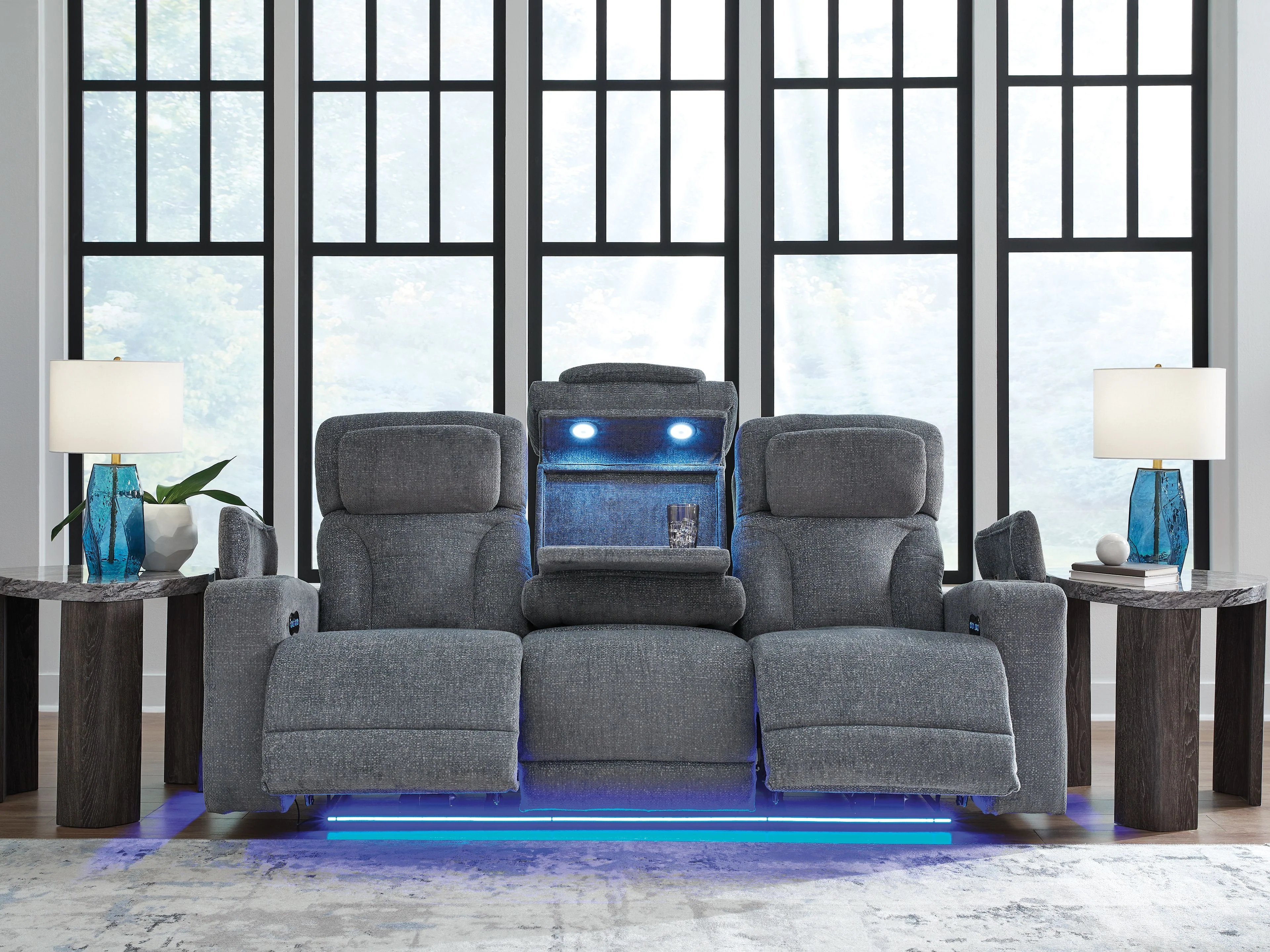 Studio Cave - Power Reclining Sofa - Steel - Image 12