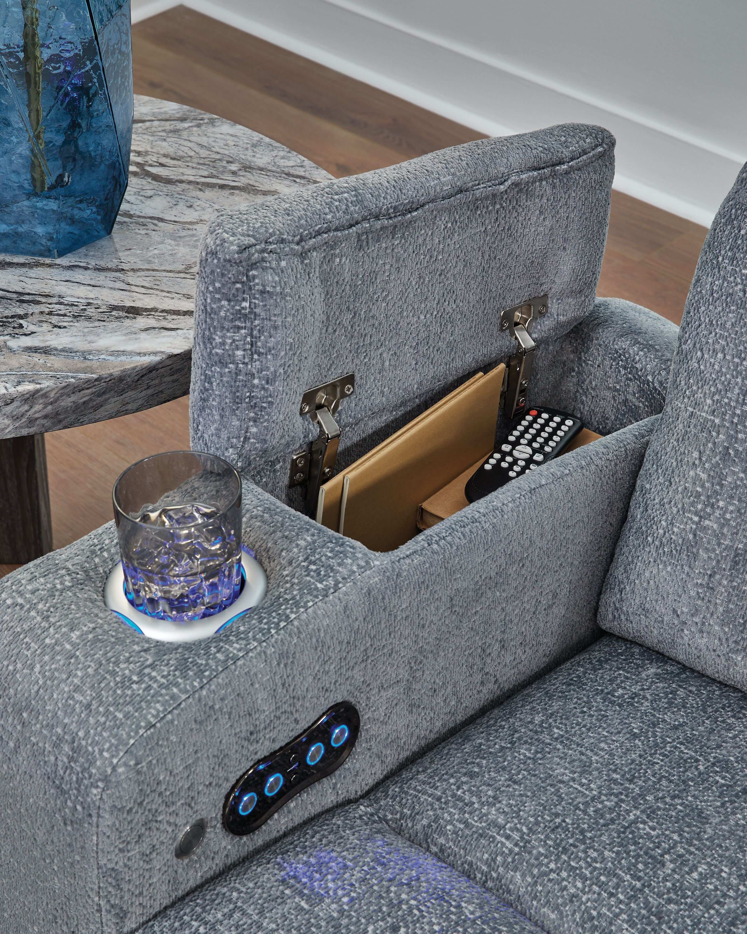Studio Cave - Power Reclining Sofa - Steel - Image 6