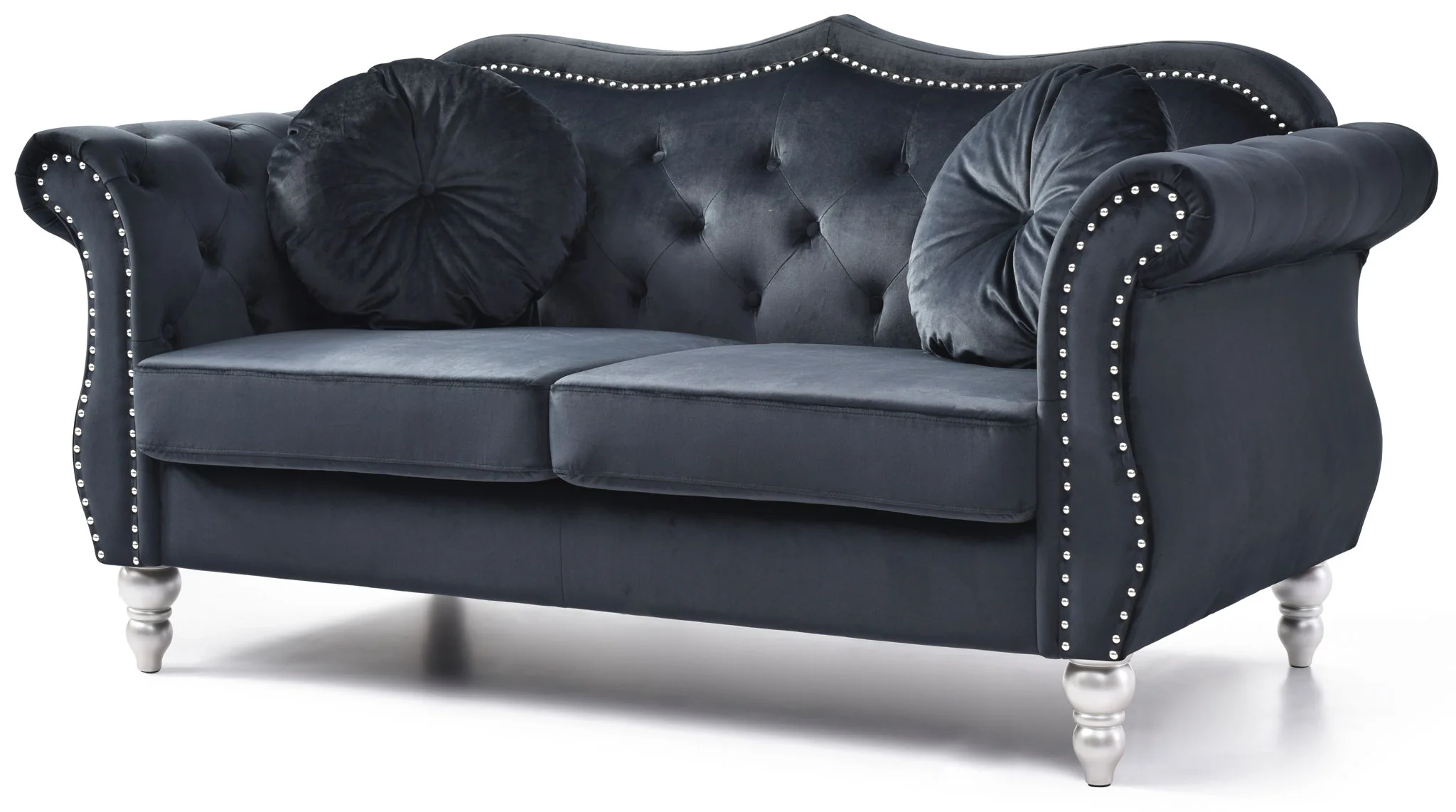 Stylish Flared Arm Loveseat - Image 17