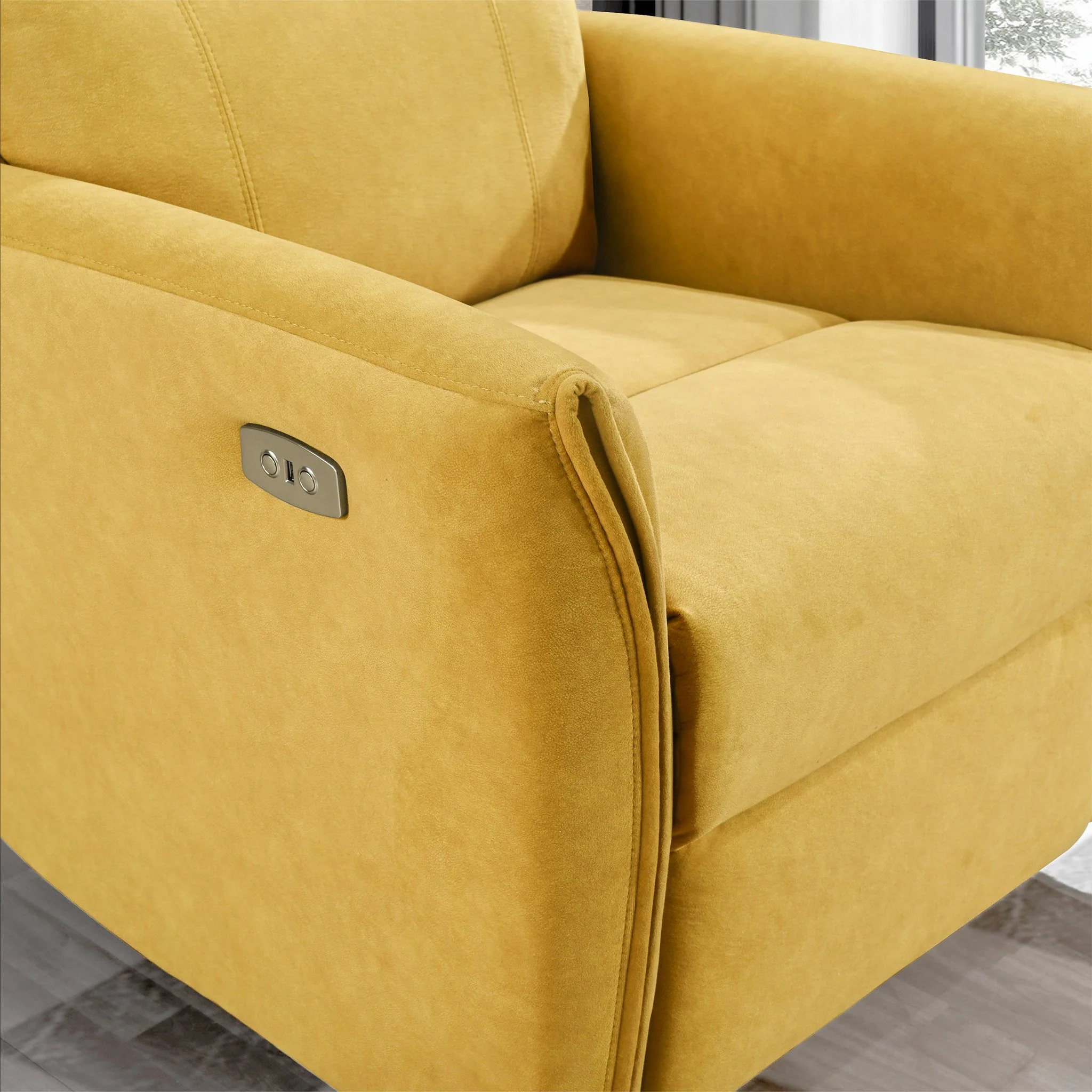 Suede Recliner Chair - Dark Yellow - Image 3