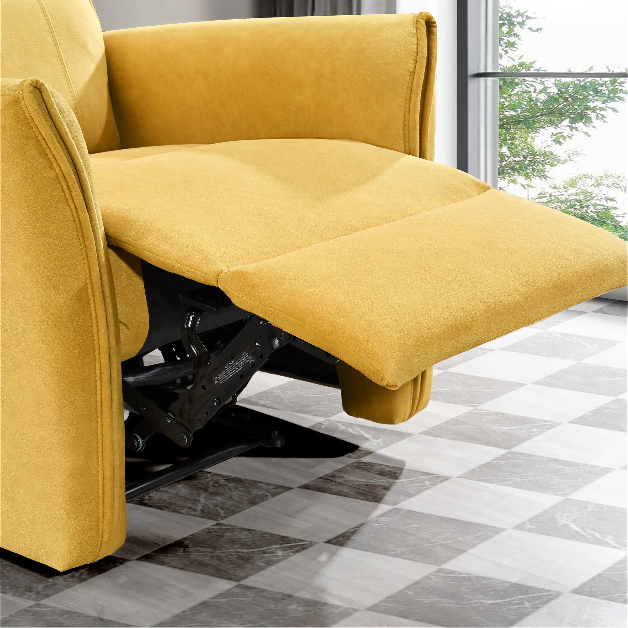 Suede Recliner Chair - Dark Yellow - Image 4