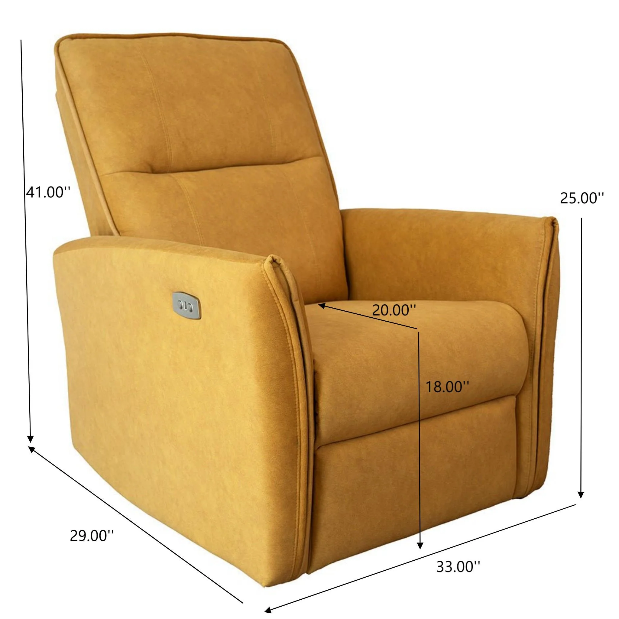 Suede Recliner Chair - Dark Yellow - Image 5