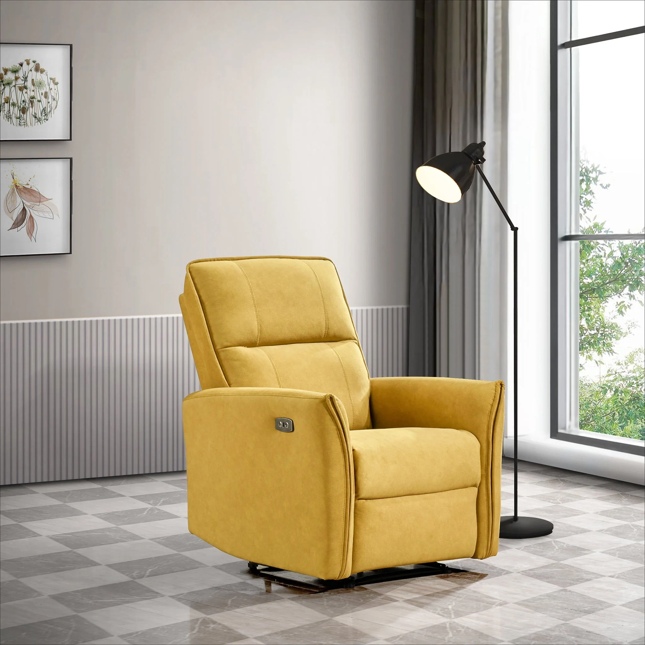 Suede Recliner Chair - Dark Yellow - Image 7